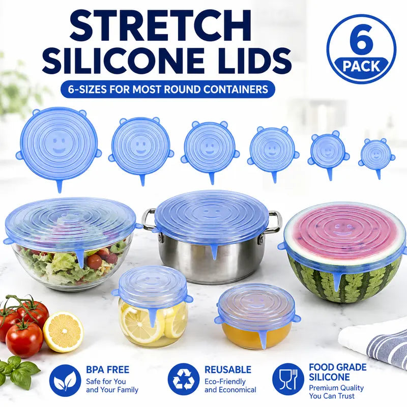 6 Pack Silicone Stretch Lids