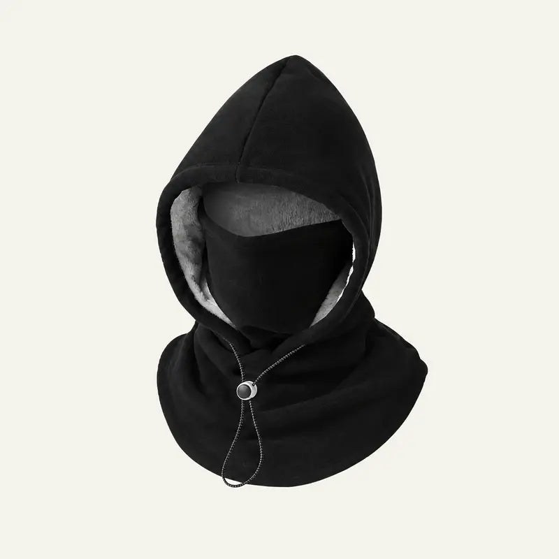 Unisex Cold Weather Fleece Balaclava Hat - Thick Fleece Linings, Windproof Full Face Cover with Hood & Neck Gaiter
