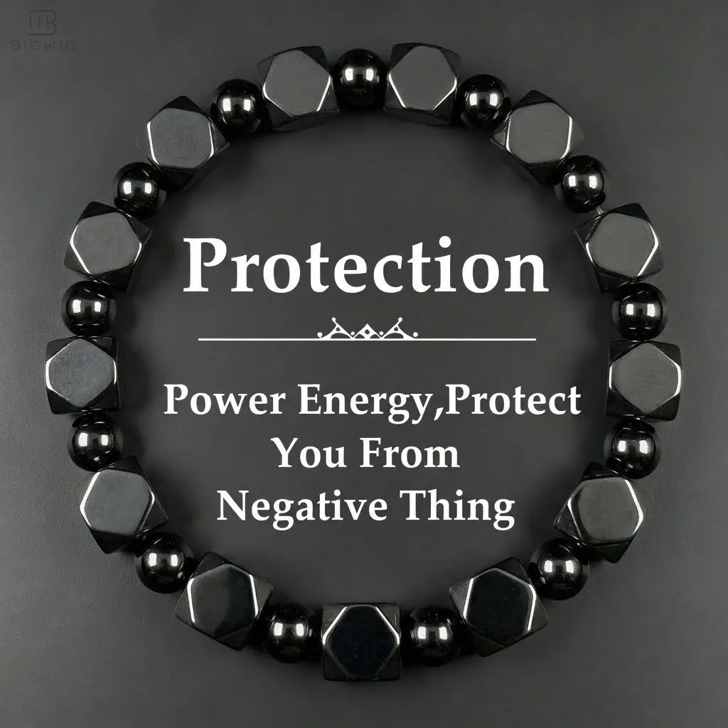 🖤 Hematite Protection Bracelet for Dad – Minimalist Beaded Stone Bracelet, Meaningful Father’s Day Gift for Him