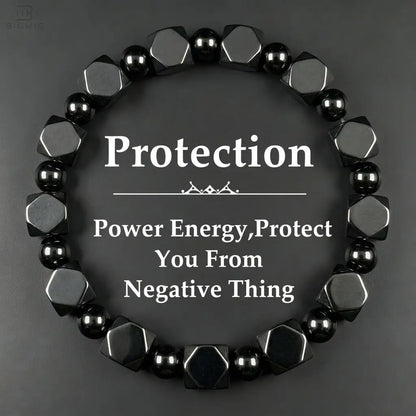 🖤 Hematite Protection Bracelet for Dad – Minimalist Beaded Stone Bracelet, Meaningful Father’s Day Gift for Him