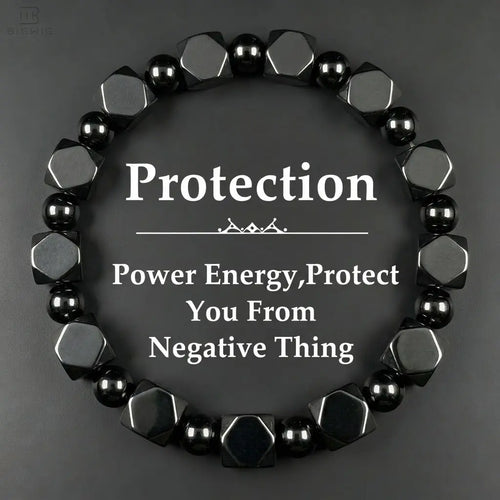 🖤 Hematite Protection Bracelet for Dad – Minimalist Beaded Stone Bracelet, Meaningful Father’s Day Gift for Him