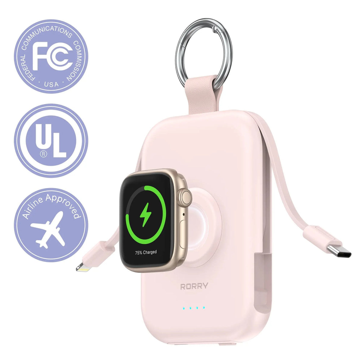 Power Bank 5000mAh Travel Charger with Built-in Cables Keychain Design