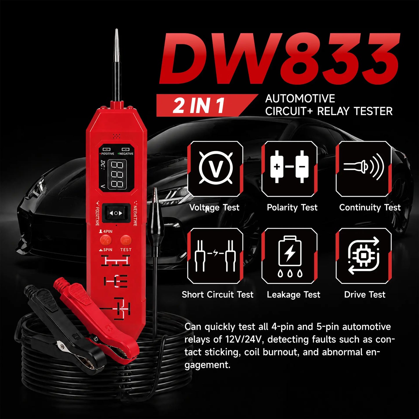 3-in-1 Automotive Circuit Tester – 3.5-36V Power Probe, Relay, Fuse & Voltage Tester with Short Circuit Finder
