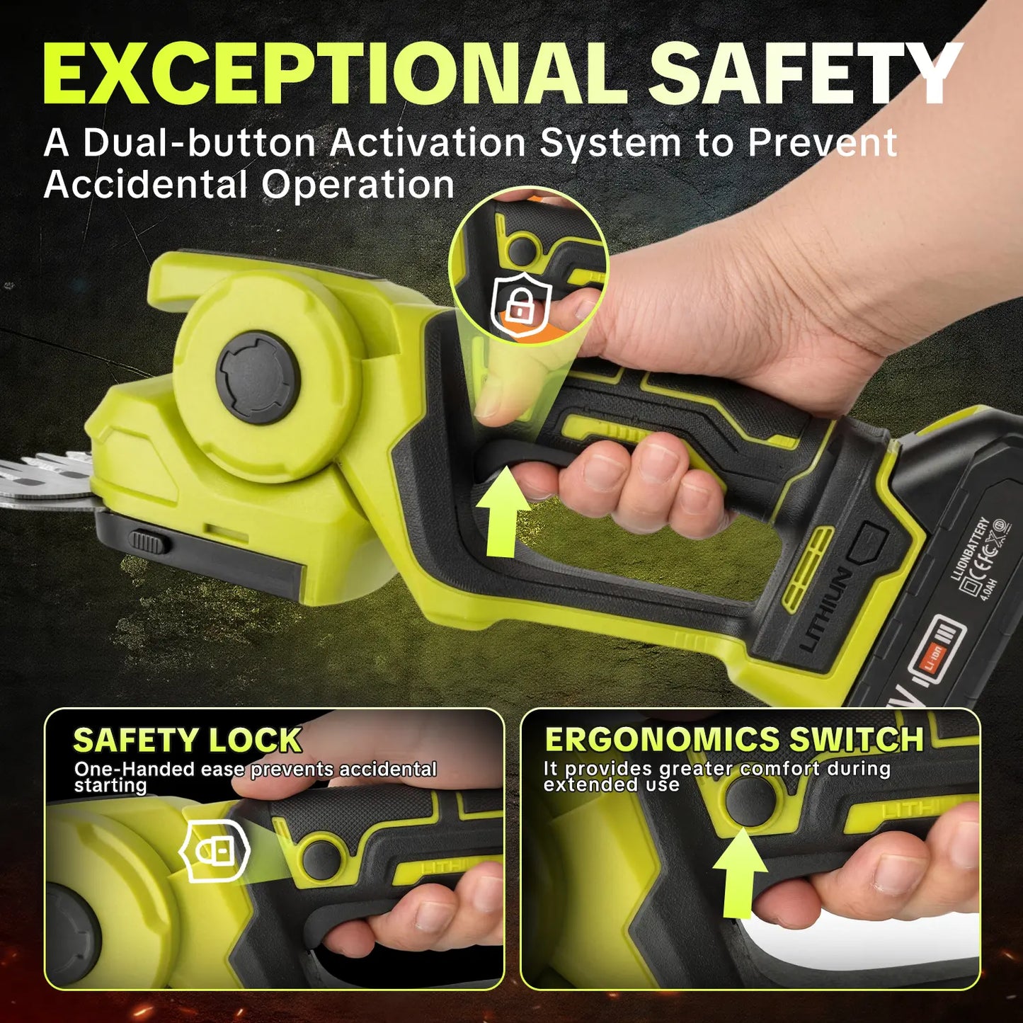 【FathersDayGift】Cordless 2-in-1 Grass Shear & Shrub Trimmer, Handheld Electric Hedge Trimmer