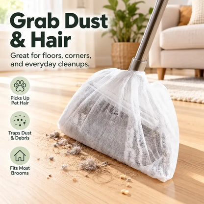 50 PCS Disposable Dusting Covers for Brooms – Static Dust Remover for Hair, Pet Fur & Floor Cleaning