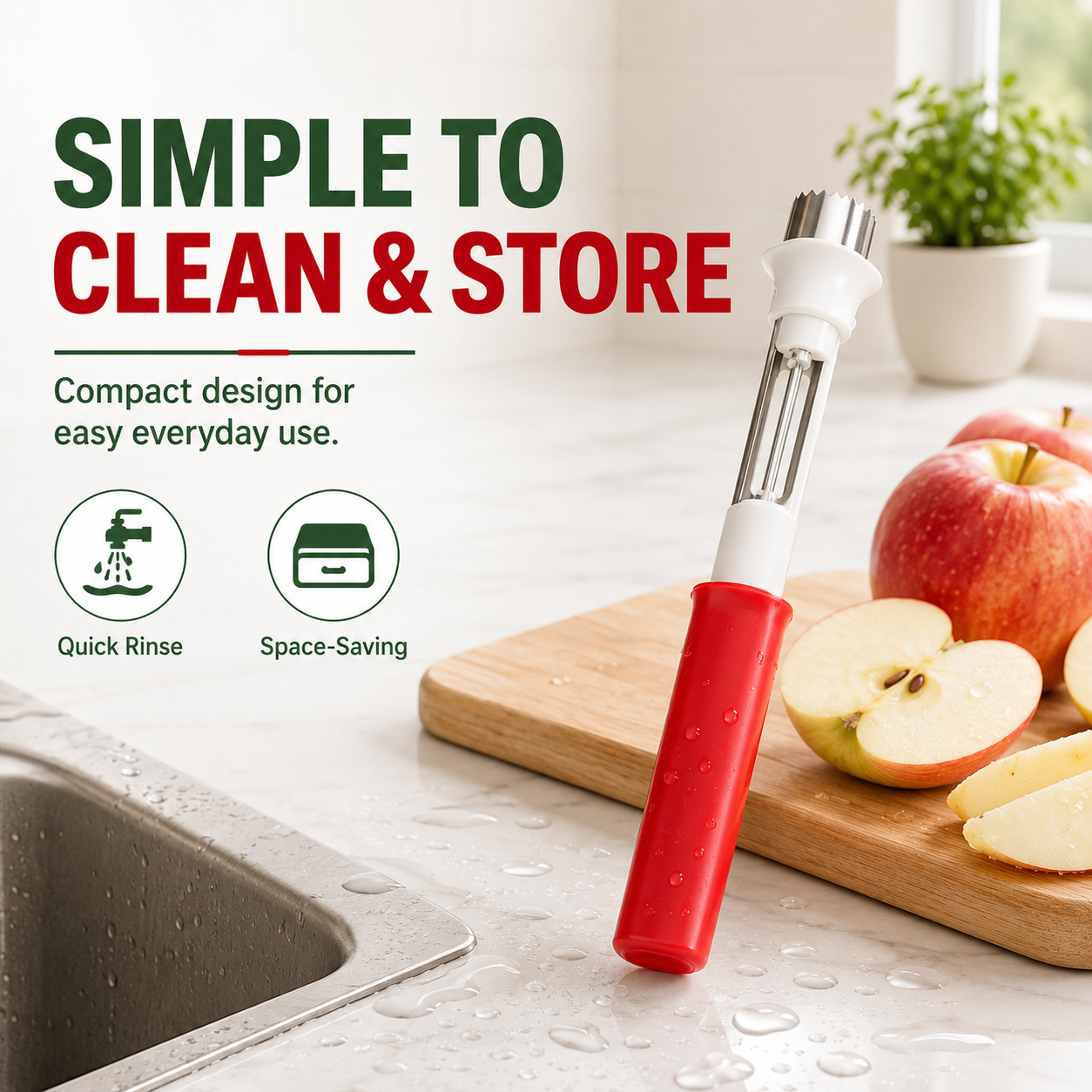 2 in 1 Apple Corer and Peeler, Apple Core Removal Tool, Stainless Steel Fruit Corer🍎