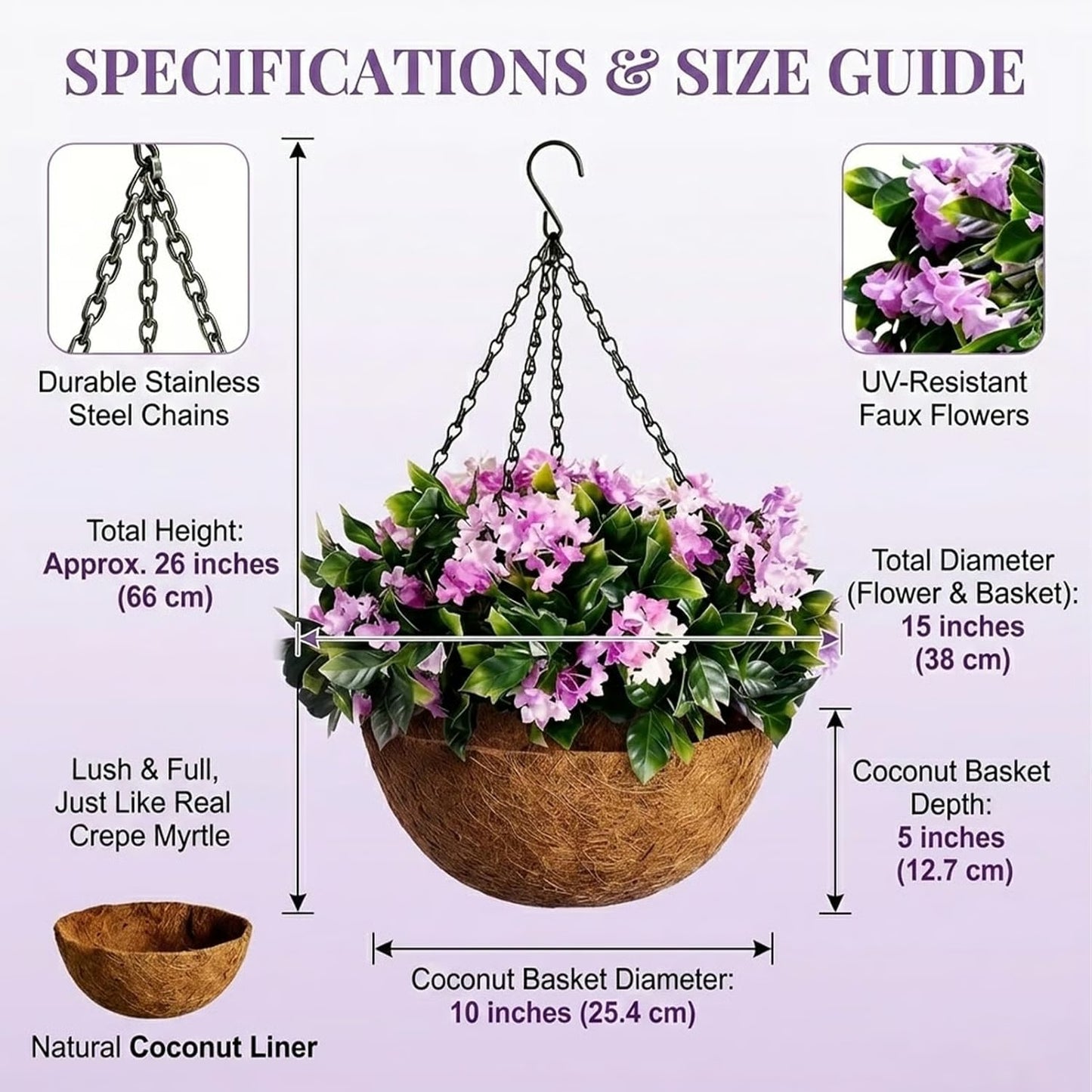 FREE SHIPPING🌸Faux Crepe Myrtle Hanging Baskets – Ultra-Realistic🌸✨(2 pcs)