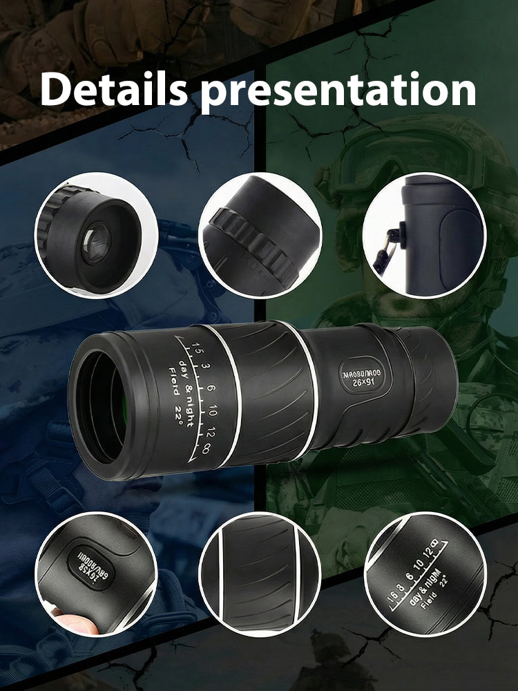 ⭐ 16x52 High Definition Monocular Telescope with Smartphone Adapter ⭐ Waterproof FMC Multi Layer Lens⭐ Portable Long Range Observation Tool ⭐