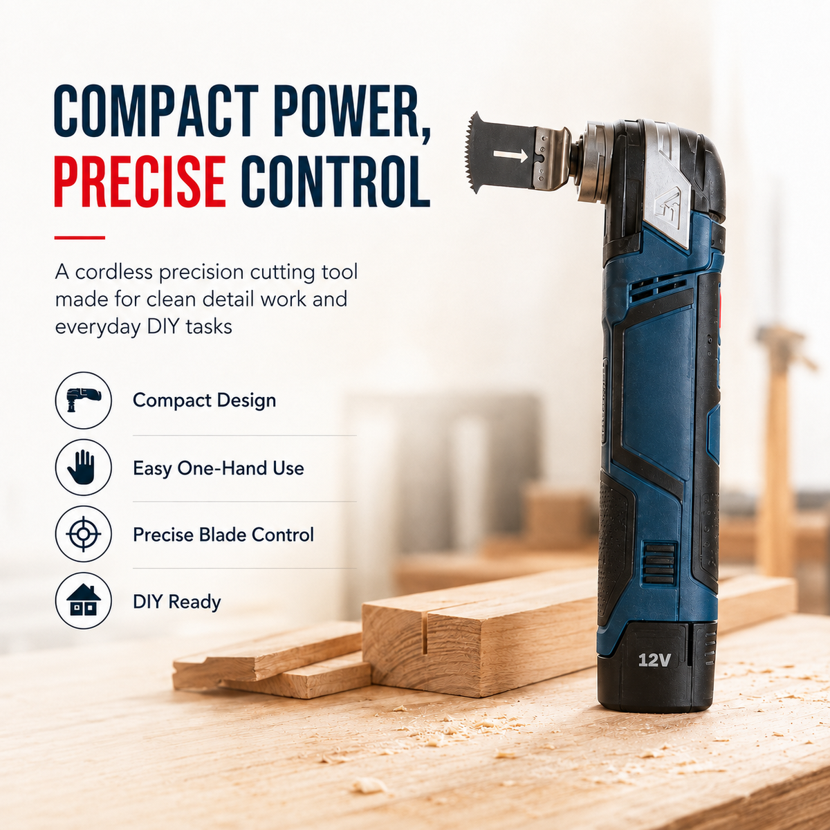 🔧 12V Cordless Precision Cutter – Compact Multi-Function DIY Detail & Plunge Cutting Tool🔧