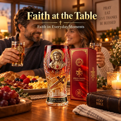 ❤️‍🔥Jesus Christ King of Kings Pint Glass – 16 oz Christian Faith Drinkware & Inspirational Gift