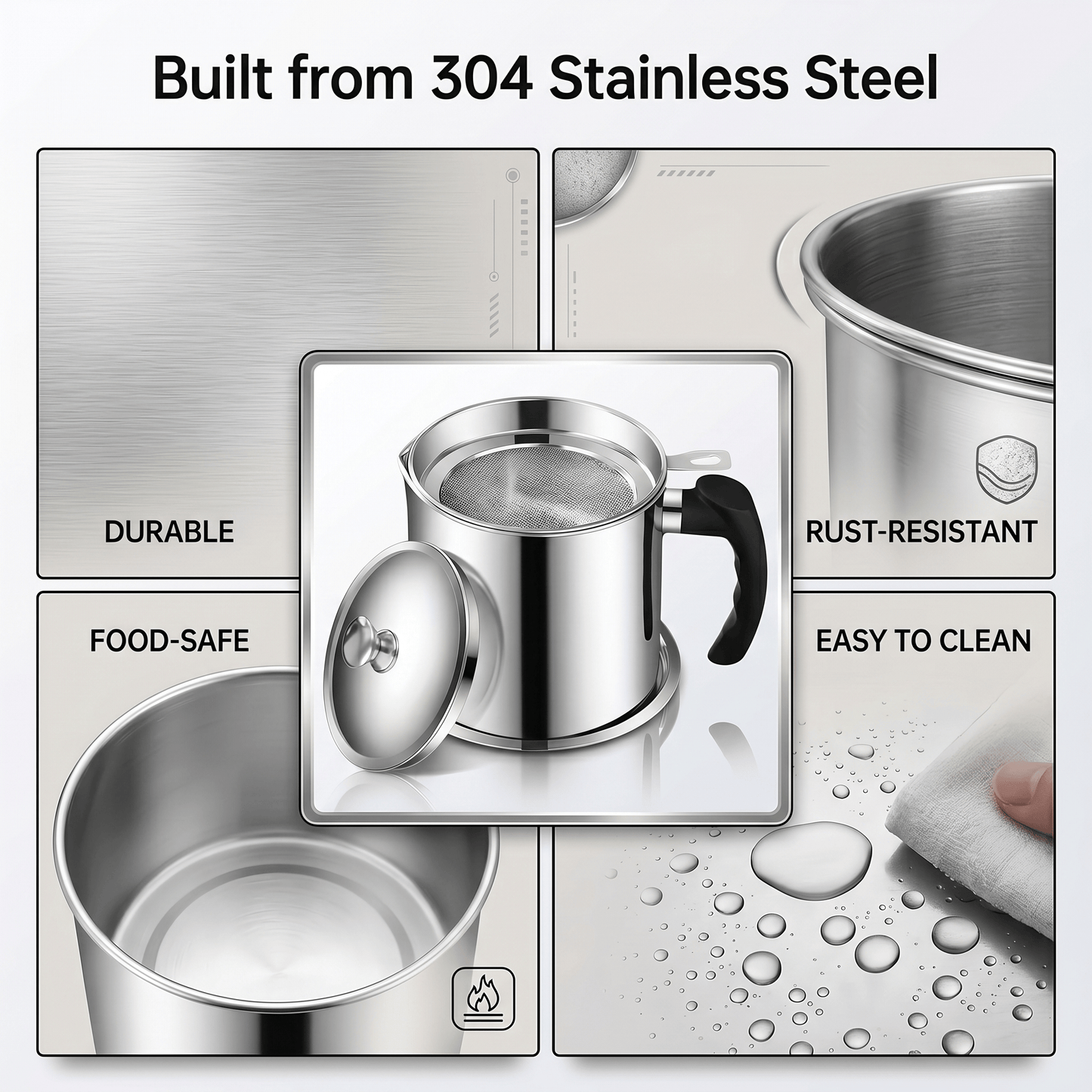 Stainless Steel Oil Strainer Pot-Say Goodbye to Waste, Hello to a Healthier Kitchen!