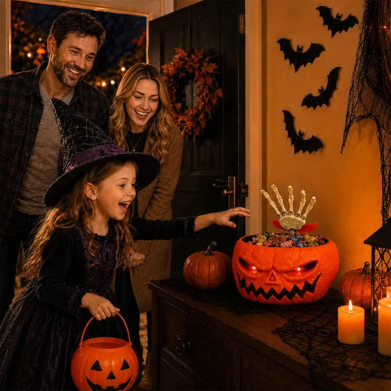 🎃 Funny Jump‑Scare Pumpkin Candy Bowl For Trick-or-Treat Pranking 👻