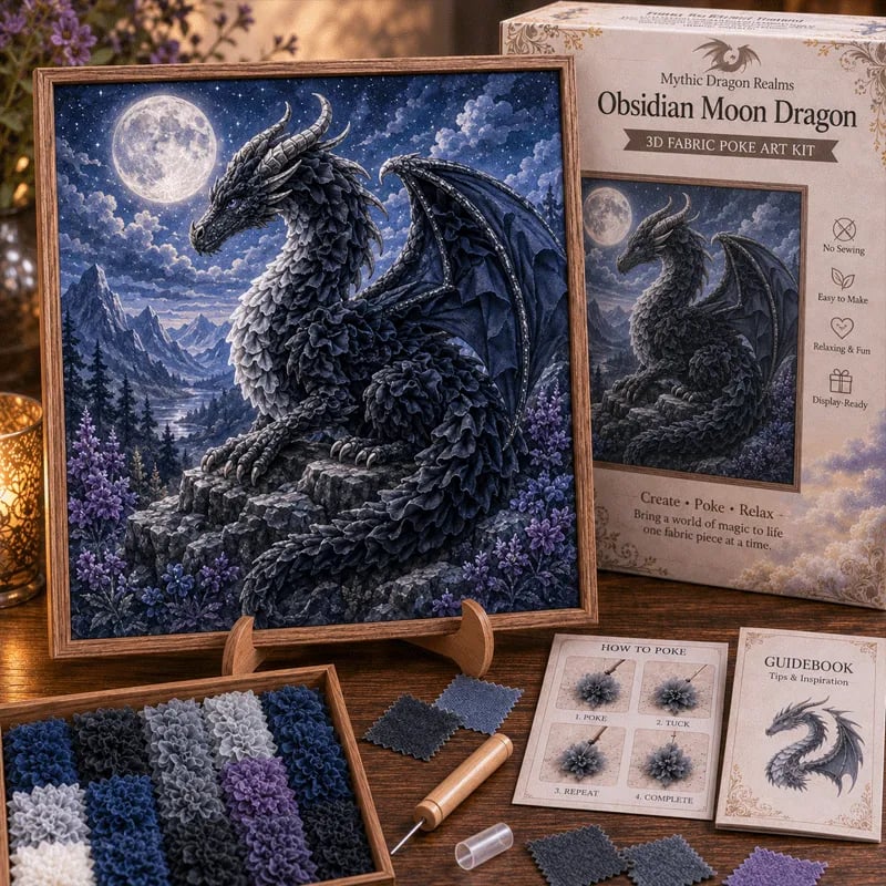 🎁Last Day Buy 2 get 1 free🐉 Mythic Dragon Realms 3D Fabric Poke Art Kit