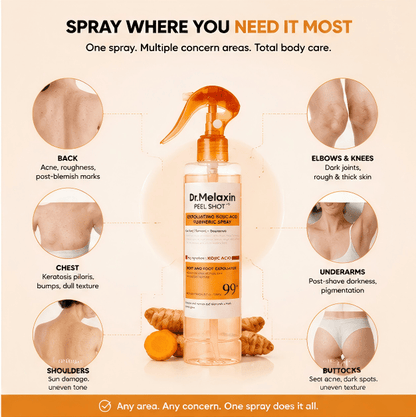 Dr. Melaxin PEEL SHOT 99% Kojic Acid + Turmeric Body Exfoliating Spray