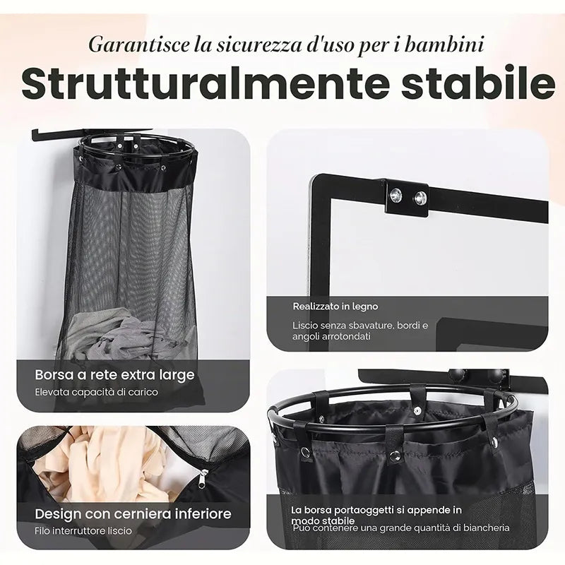 🏀 2-in-1 Door Hanging Laundry Basket with Basketball Hoop – Fun & Functional Storage!