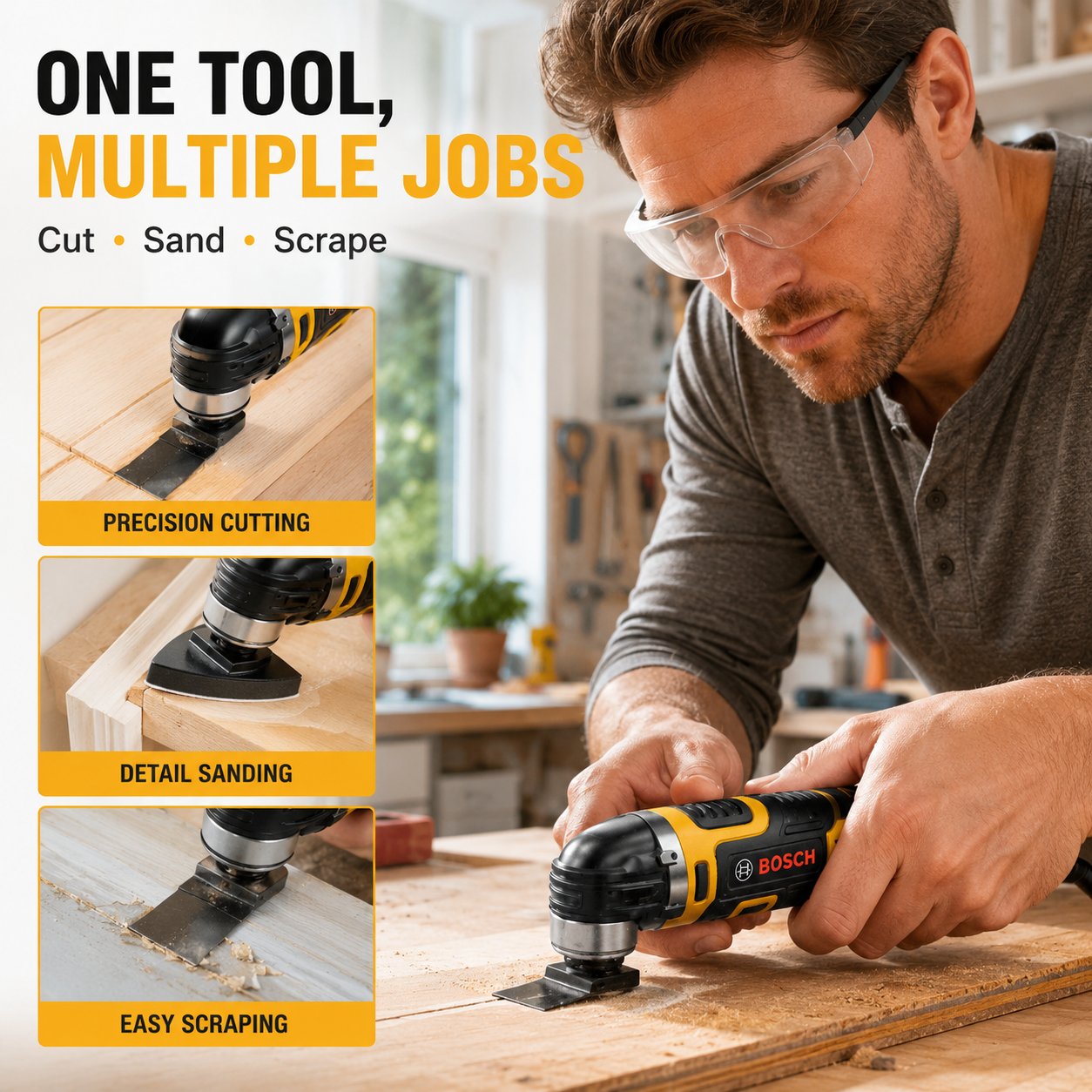 ⚡ Bosch Mini Oscillating Multi-Tool – Compact Cutting, Sanding & Scraping Tool for DIY Projects