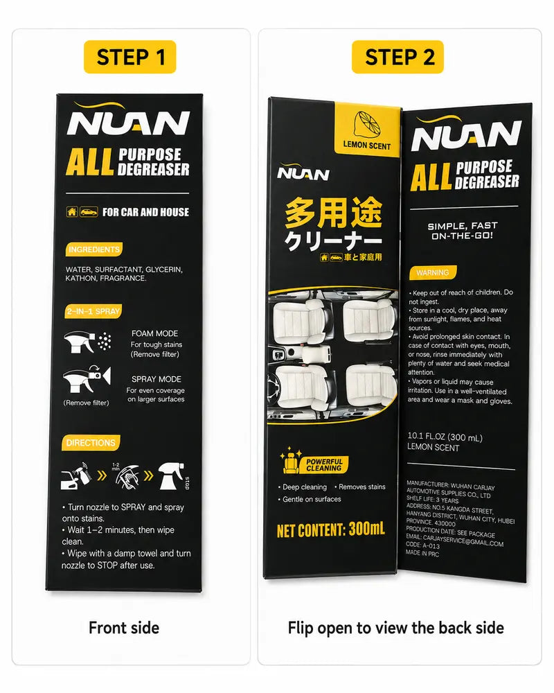 Multi-Purpose Cleaning Spray, Heavy Duty Dual-Action Degreaser & Stain Remover