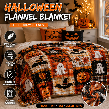 🎃 Halloween Pumpkin Ghost Blanket – Cozy Spooky Throw for Fall Movie Nights, Sofa & Bed