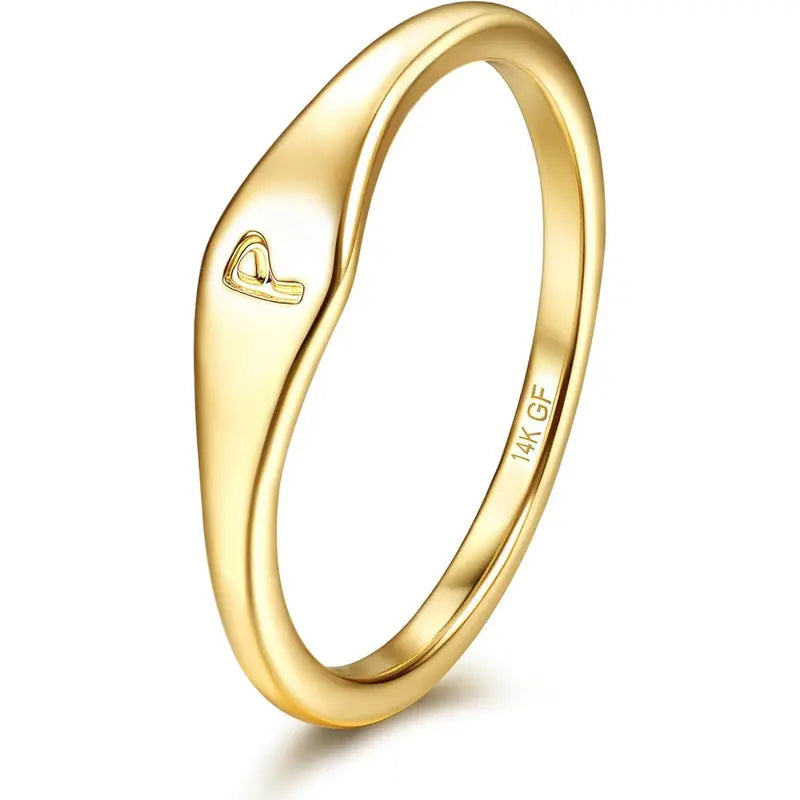 14 Karat Plated Gold Filled Initial Band Dainty Stacking Rings