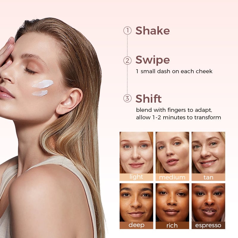 Summer skin essentials — — - CC color-correcting tinted serum + creaseless SPF 30 mineral setting powder