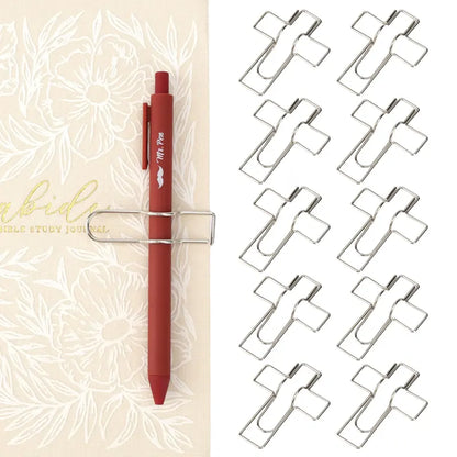 Metal Cross Pen Clips, 10 pcs