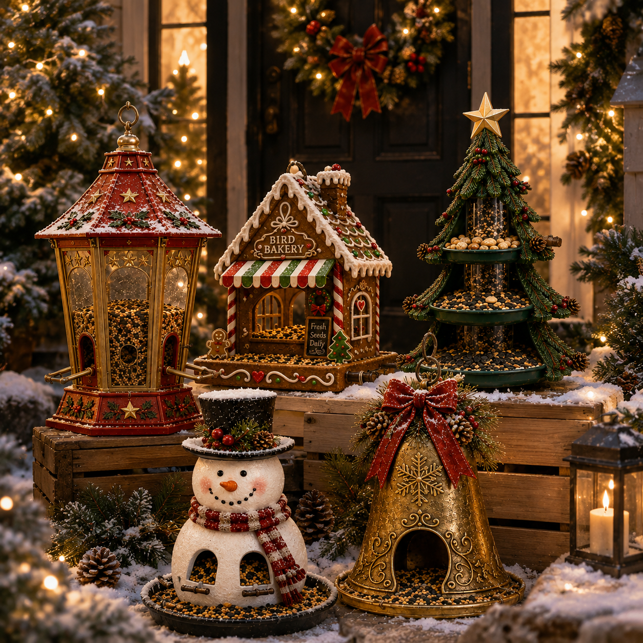 🎄 Christmas Bird Feeder Collection – Festive Hanging Garden Feeders for Wild Birds