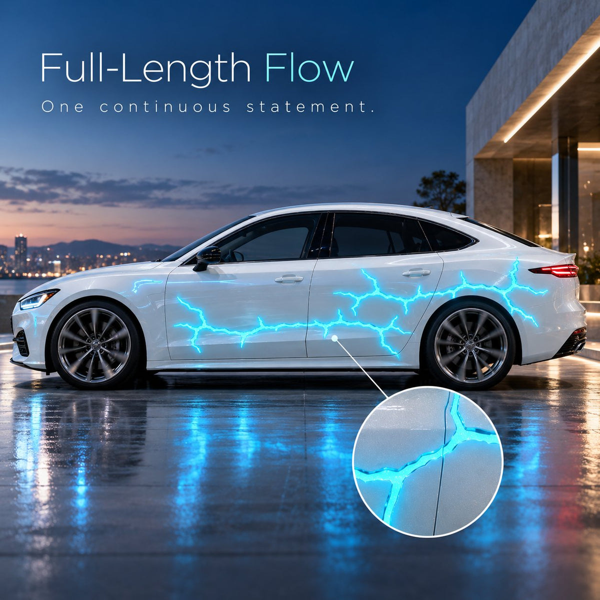 ⚡ Liquid Laser Glow Electric Cyan Car Vinyl Wrap with Crackle Thunder Light Effect 🚗