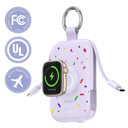 Power Bank 5000mAh Travel Charger with Built-in Cables Keychain Design