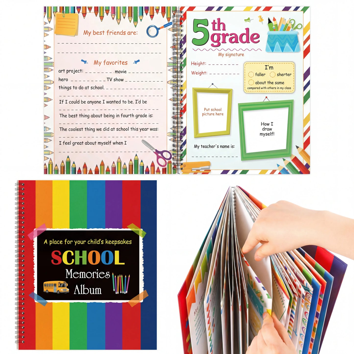 School Memory Book for Kids Preschools to 12th Grade