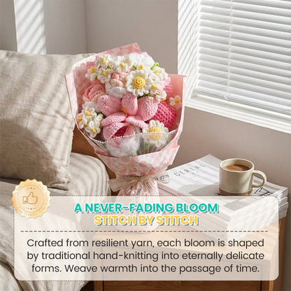 🌺 Pink Crochet Lily Rose Tulip Bouquet