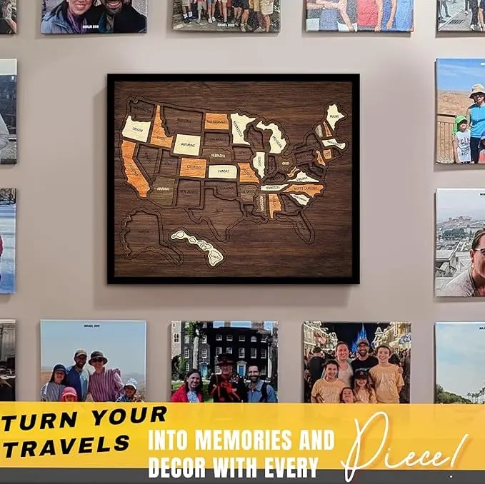 🔥BUY 2 FREE SHIPPING - Wooden USA Travel Map Puzzle🧩