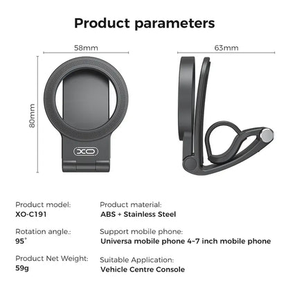 Strong Magnet Magnetic Cellphone Car Mount - Hands-Free Phone Holder, 95° Adjustable