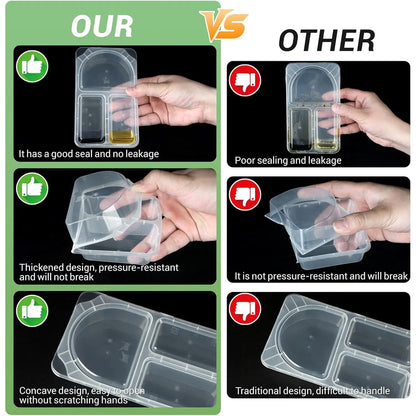 🍱 Dual Compartment Disposable Food Containers – Leakproof Takeout Boxes with Sauce Compartments