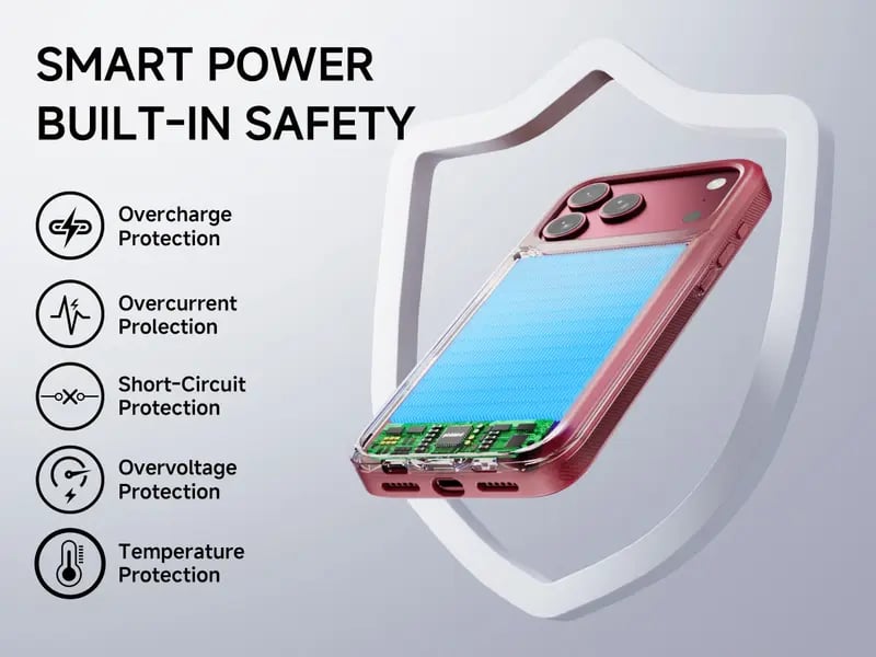 🔋 PinkBird Power Case for iPhone  – Slim Protective Battery Case & Dual Charging Power Bank Kit, Type-C Fast Charge, Lightweight Lightweight & Perfect Couple Gift