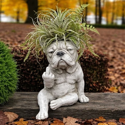 Funny French Bulldog Planter – Sassy Dog Statue Flower Pot For Home & Desk Decor