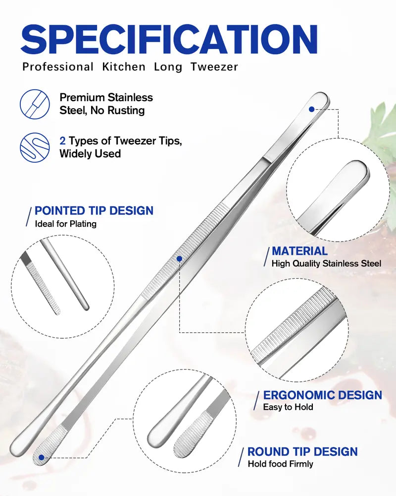 Fine Teeth Long Tweezer Tongs Set