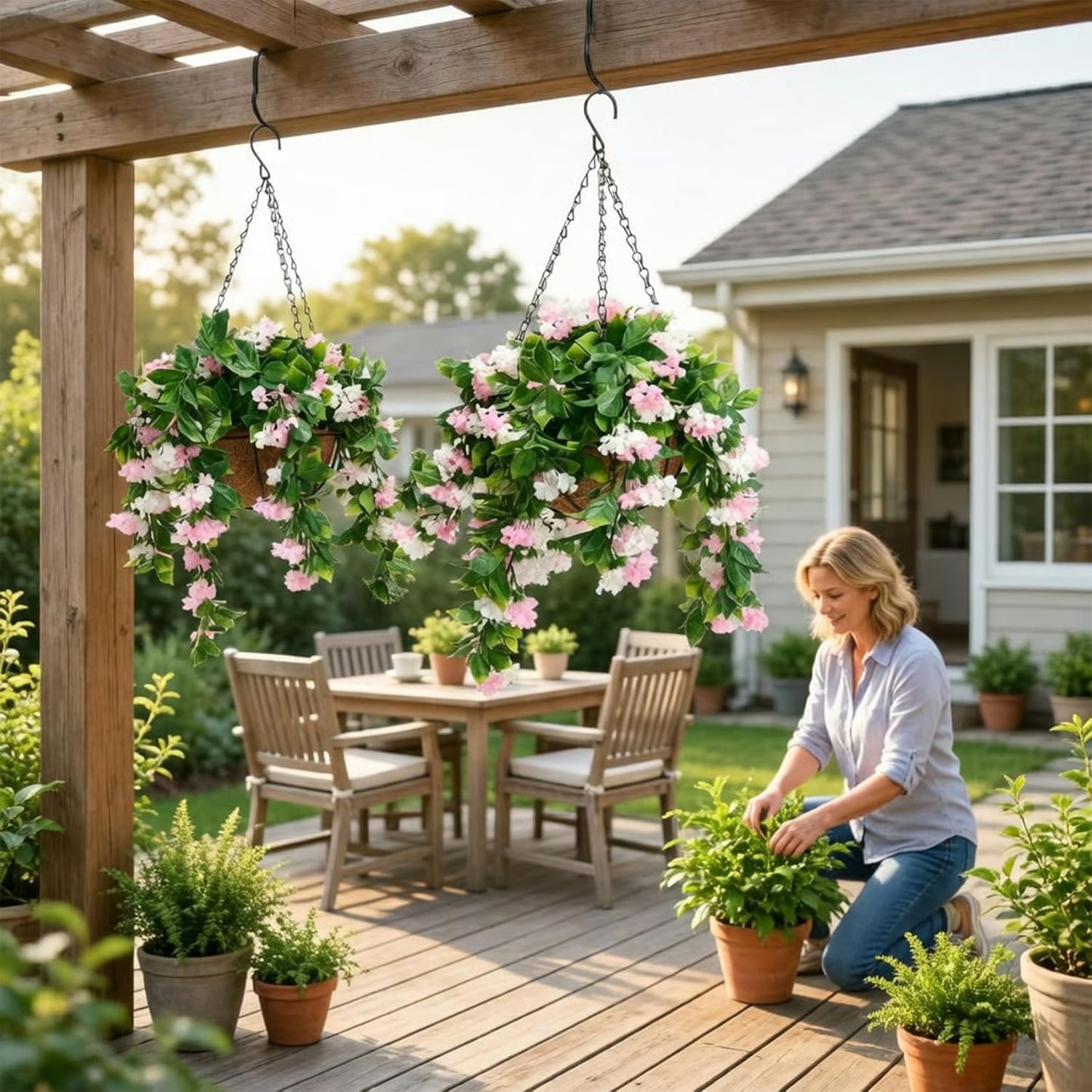 FREE SHIPPING🌸Faux Crepe Myrtle Hanging Baskets – Ultra-Realistic🌸✨(2 pcs)