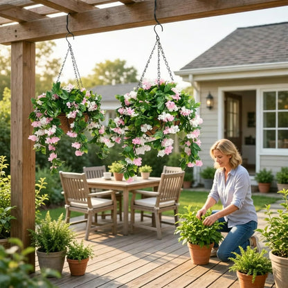 FREE SHIPPING🌸Faux Crepe Myrtle Hanging Baskets – Ultra-Realistic🌸✨(2 pcs)