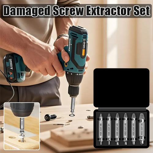 🔥🛠️ Stripped Broken Screw Remover, 🔩6 Counts Set Easy Out Bolt Extractor