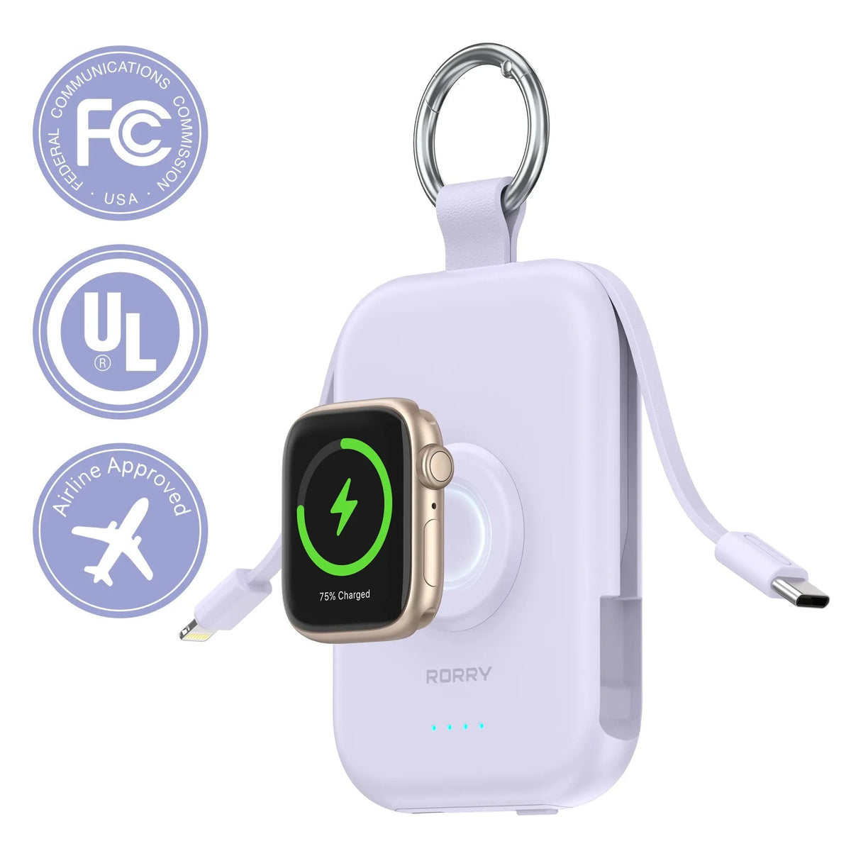 Power Bank 5000mAh Travel Charger with Built-in Cables Keychain Design