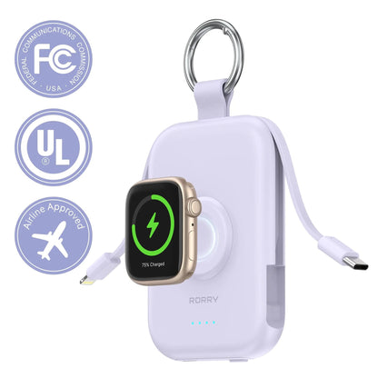 Power Bank 5000mAh Travel Charger with Built-in Cables Keychain Design