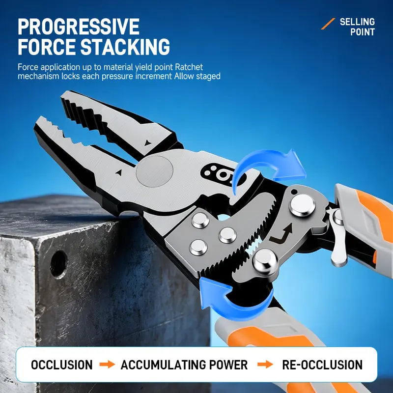 55-Steel Self-Locking Anti-Skid Ratchet Pliers