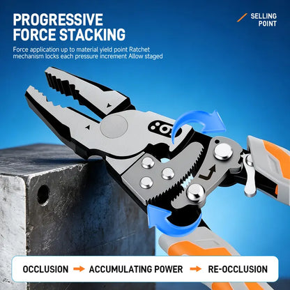 55-Steel Self-Locking Anti-Skid Ratchet Pliers