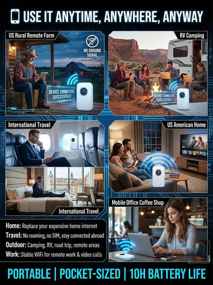 [Global Coverage, Free for Life] Boundless Portable Wi-Fi– 🛡️No SIM, No Contract, No Hidden Costs