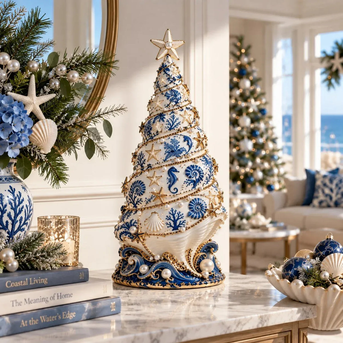 ⏳ Last Day 49% OFF – 🌊 Coastal Christmas Seashell Tree Projection Lamp