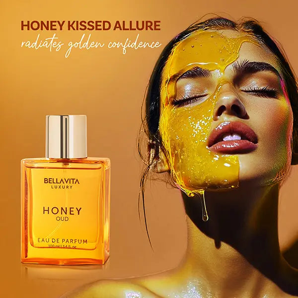 Bellavita Honey Oud Eau De Parfum 100ml (3.4oz) | Unisex Luxury Perfume for Women & Men | Sweet Honey & Smoky Oud | Long-Lasting Arabic Fragrance