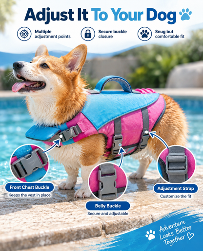 Dog Life Vest – Adjustable Flotation Support for Swimming & Boating