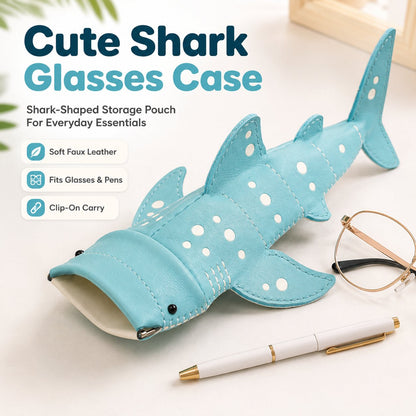 🦈🌊Cute Whale Shark Shaped Pouch | Novelty PU Leather Glasses & Small Essentials Storage Bag 🌊