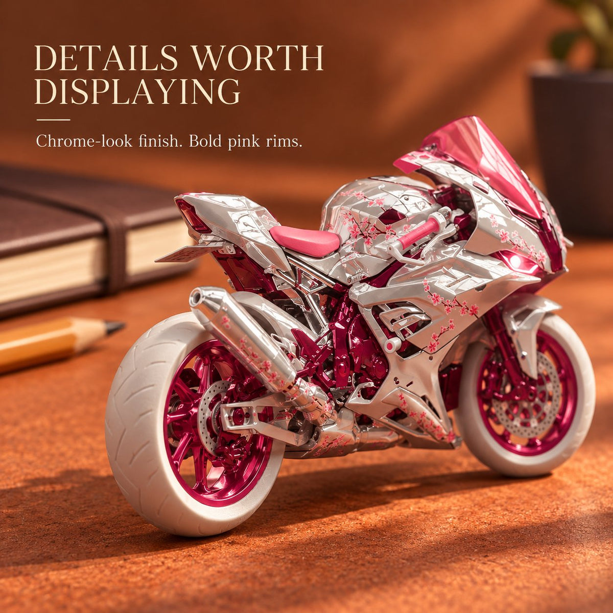 🌸 Sakura chrome Superbike -Cherry Blossom & Chrome 3DMotorcycle Concept Art