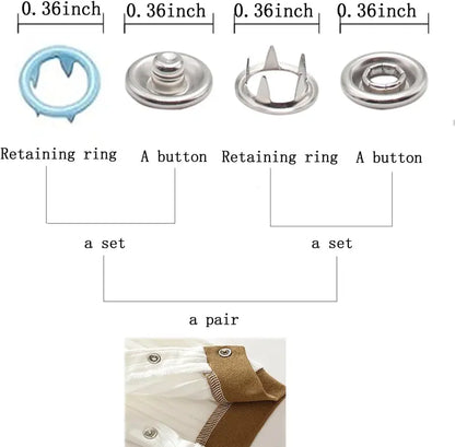 Seamless Stitching Sewing Kit Tools,Including 100pcs Invisible Colored Metal Buckle & 1 Count Manual Pressure Pliers